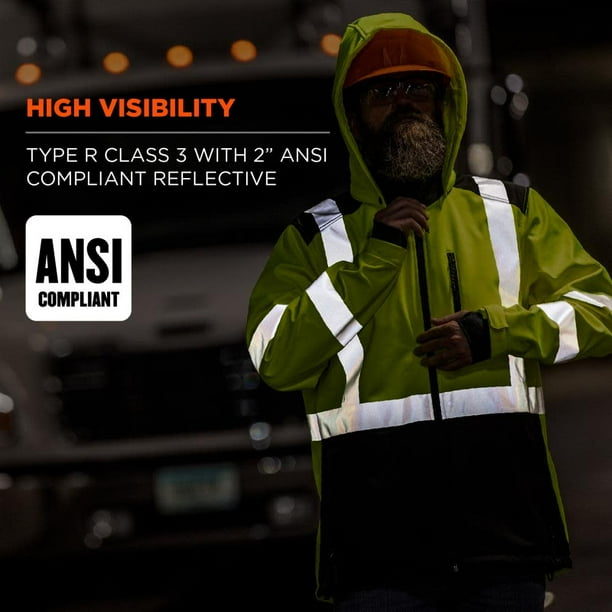Hi Vis Rain Jacket Ergodyne GloWear Hi-Vis Winter Jacket ANSI