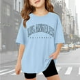 thumbnail image 2 of Kids T Shirts Los Angeles Letter Printed Short Sleeve Loose Casual Summer Shirt Graphic Tees for Girls 9-10 Years, 2 of 6