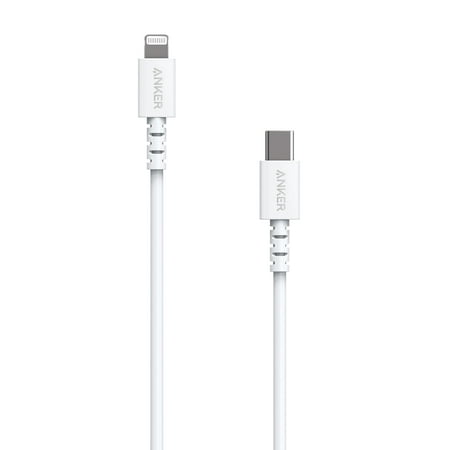Anker – PowerLine 3′ Lightning-to-USB Type C Charge-and-Sync Cable – White