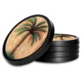 thumbnail image 1 of Silicone Non-Slip Drink Coasters with Removable Printed Absorbent Felt Pad - Set of 4 - Palm, 1 of 3