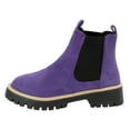 thumbnail image 4 of Rokment Womens Platform Chunky Chelsea Boots Fall Winter Fashion Suede Round Toe Non Slip Slip-On Short Ankle Booties Purple Size 9.5, 4 of 5