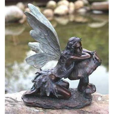 Napco Imports 17090 Bronze Green Fairy on Mushroom resin