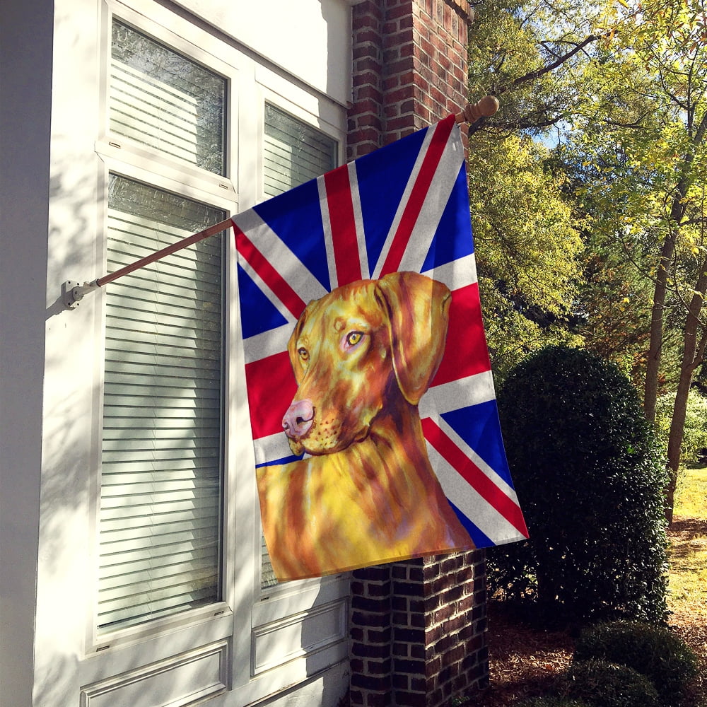 Vizsla with English Union Jack British Flag Flag Canvas House Size