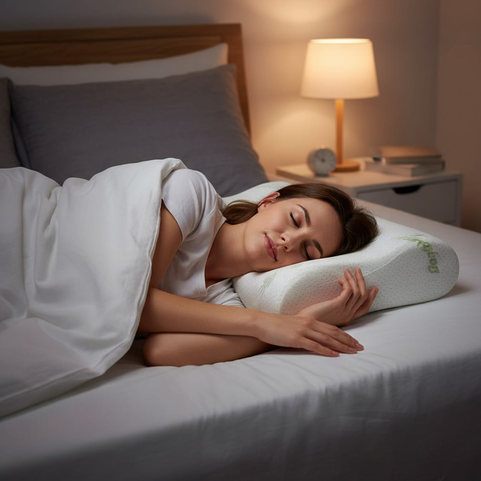 Bzdzmqm 2Pcs Cervical Pillow Neck Pain Relief, Memory Foam Pillow Ergonomic Support, Breathable Wicking Bed Pillow for Side Back Stomach Sleepers, Contour Pillow for Spine Alignment, Orthopedic