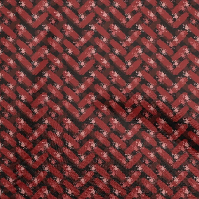 oneOone Tissu Tabby en Soie Rouge Abstrait pour Robe Tissu Imprimé au Mètre 42 Pouces de Large