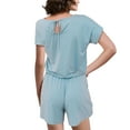 thumbnail image 4 of Baqcunre Women's Round Neck Short Sleeved High Waisted Drawstring Tie Up Jumpsuit,Color Blue,Size S-XXL, 4 of 4