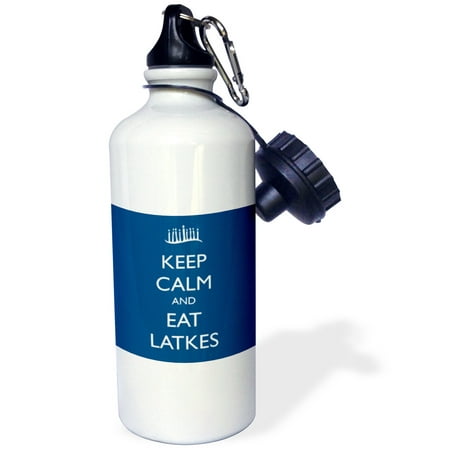 

3dRose Keep calm and eat latkes Blue Sports Water Bottle 21oz