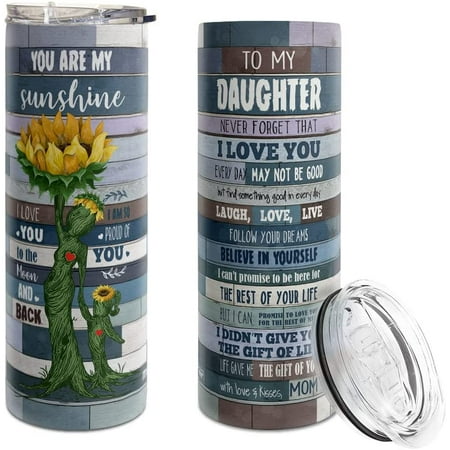 

Athenstics Gifts For Daughter-Stainless Steel Sunflower Tumbler Skinny 20oz Gift For Women-Mothers Day Gifts for Daughter From Mother & Birthday Gift for Daughter-Christmas Daughter Gifts From Mom