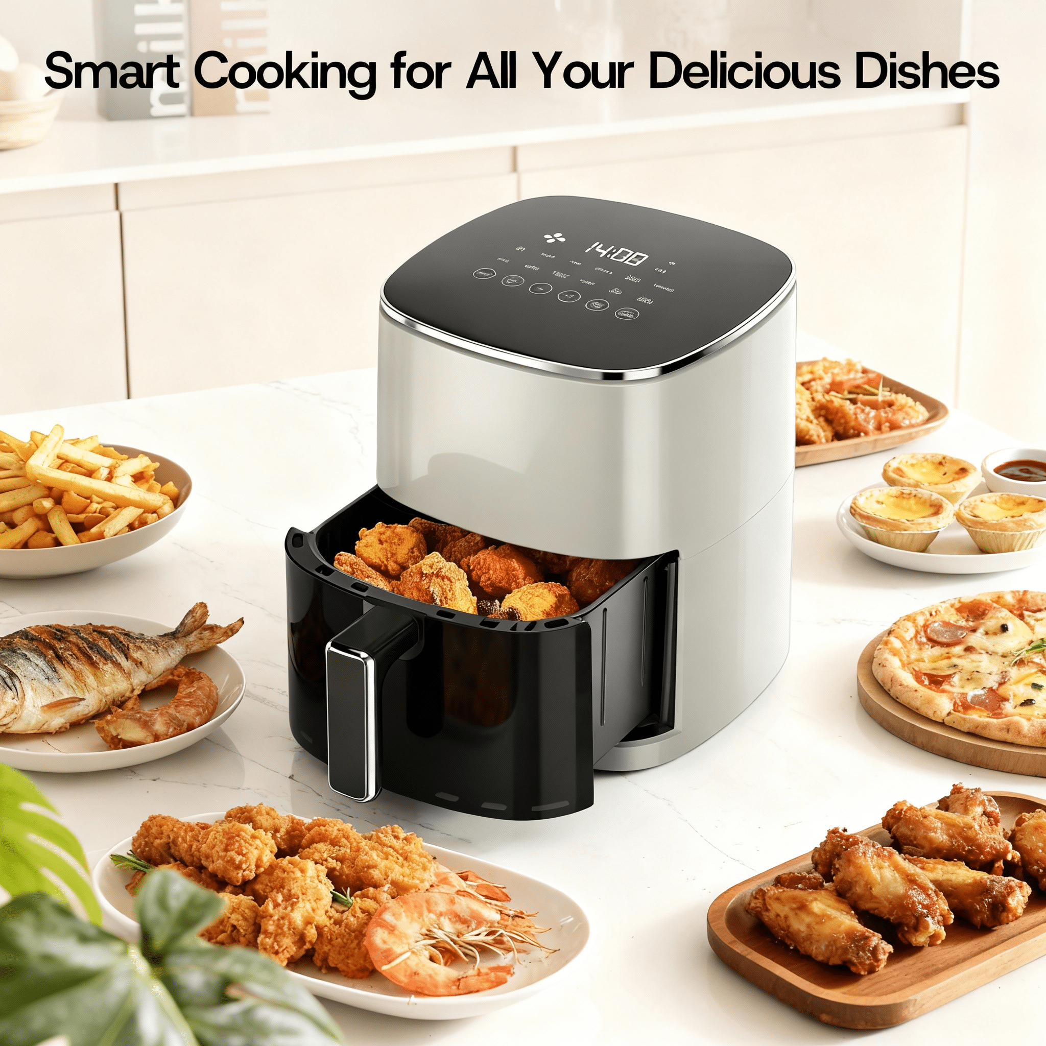 Blazezo 6QT Large Air Fryer with Clear Window, 12-in-1 Digital Air Fryer Oven for Roasting, Baking, Dehydrating, 400F, Dishwasher Safe, Nonstick, Family Size for 2-5