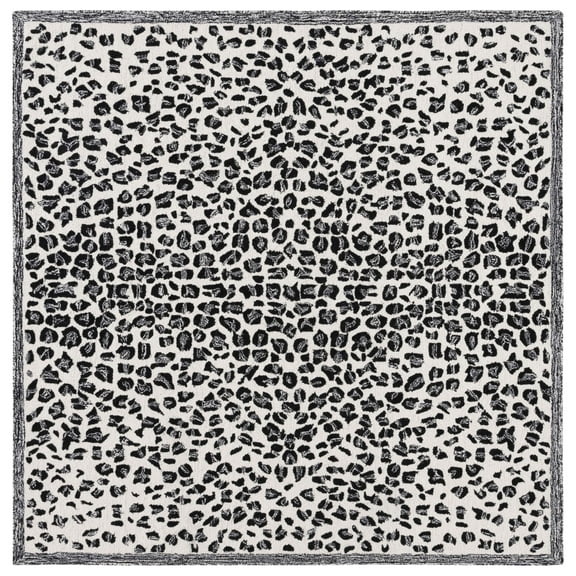 SAFAVIEH Metro Drew Animal Area Rug, Black/Ivory, 6' x 6' Square
