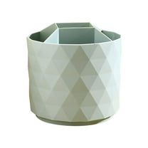 KQJQS Large Capacity Rotating Pen Holder, Multifunctional Plastic Desk Organizer with 5 Compartments, 360° Swivel, Cute Cartoon Design