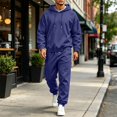thumbnail image 2 of Trgacdwlo Men's Tracksuits 2 Pieces Set Solid Color Casual Hoodie and Joggers Sport Pant Set Fall Winter Tracksuit Mens Sweatsuit Navy XXL, 2 of 9
