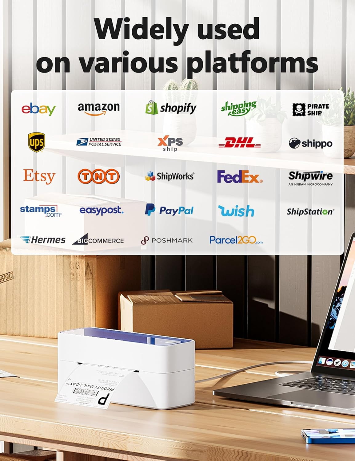 Thermal Label Printer, 4X6 Shipping Labels Printer for Small Business, Wireless Label Printers for Package for Phone & Pad & PC, Used for Ebay, UPS, Shopify, TikTok, USPS, FedEx, DHL, Temu