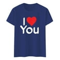 thumbnail image 4 of KHONTS Valentine's Day Heart Printed Couple Humor Tees Short Sleeve Crew Neck Tops I Love You T Shirts Dark Blue XXXL, 4 of 4