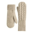 thumbnail image 3 of Dailypoc Women's Thermal Mittens, Fleece Lined Water Resistant Winter Gloves for Skiing Outdoor Beige Universal Fit, 3 of 6