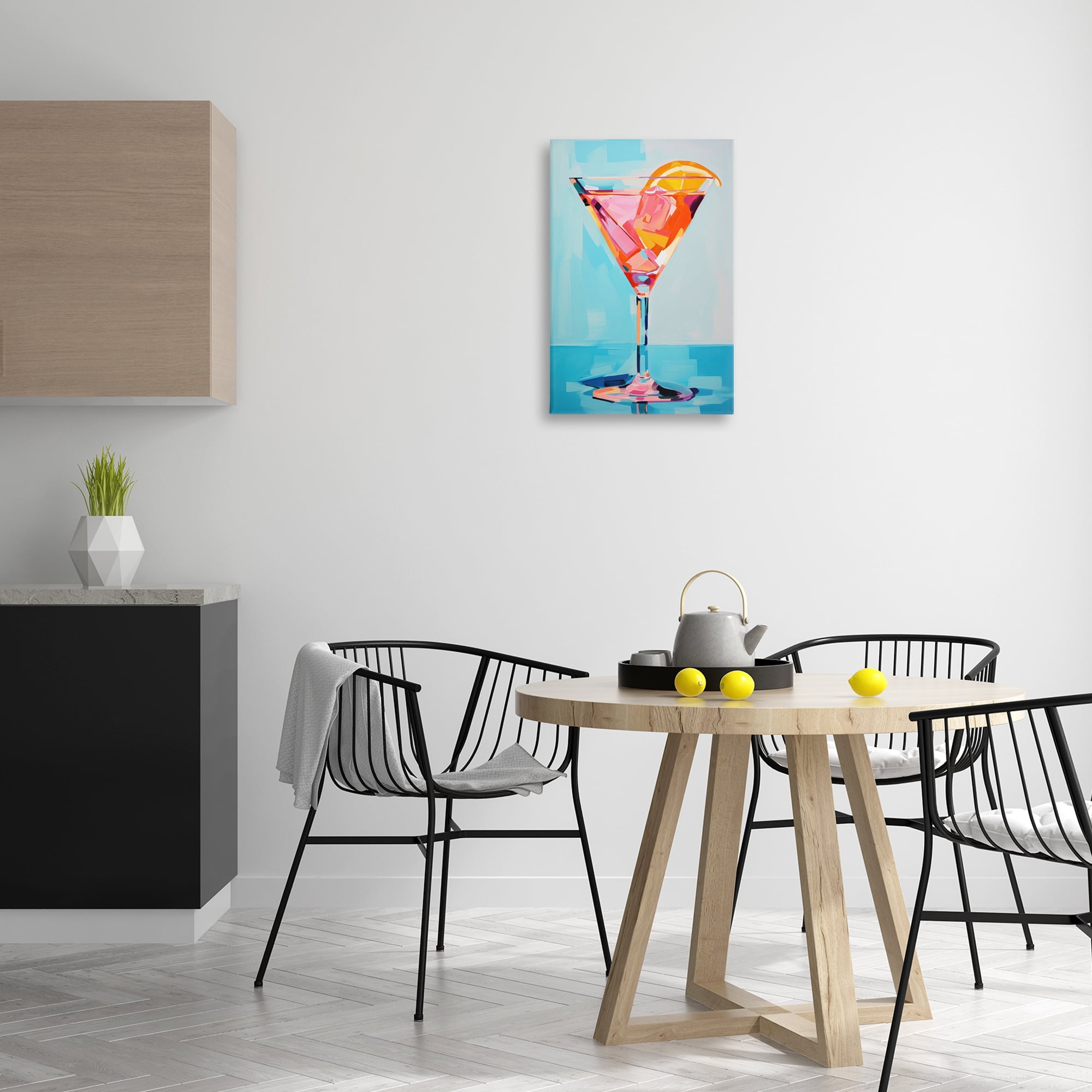 Stupell Industries Blue & Pink Martini Food & Beverage Painting Wrapped Canvas Art Print Wall Art, 16 x 24