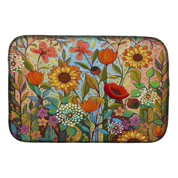Absorbent Dish Drying Mat for Kitchen Counter Joy in the Morning Flowers Dish Drying Mat PPD3017DDM