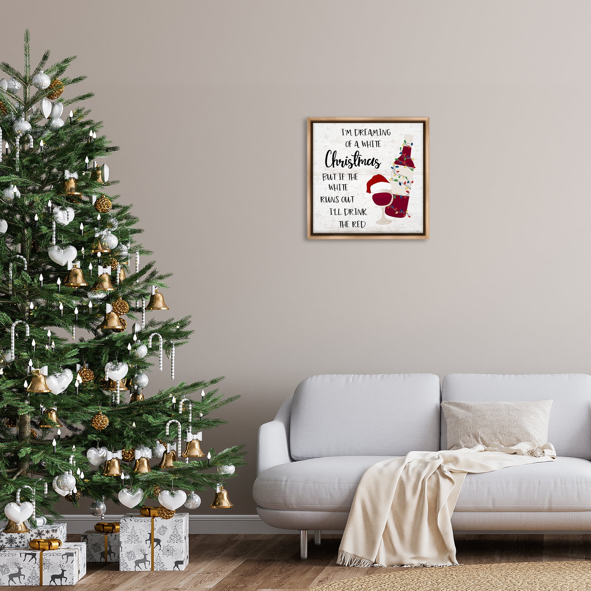 Stupell Industries Drink The Red Christmas Holiday Painting Brown Floater Framed Canvas Art Prints Wall Art, 25 x 25