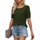 thumbnail image 4 of Ounisa Womens 2025 Summer Sweater Top Short Sleeve Blouses Dressy Casual Shirts Business Tops Cute Vacation Tunic, 4 of 7