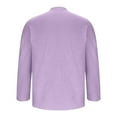 thumbnail image 5 of ZCFZJW Men's Cotton Linen Henley T-Shirts Lightweight Button Roll up Long Sleeve Hippie Casual V Neck Beach T-Shirts with Pockets Purple M, 5 of 6