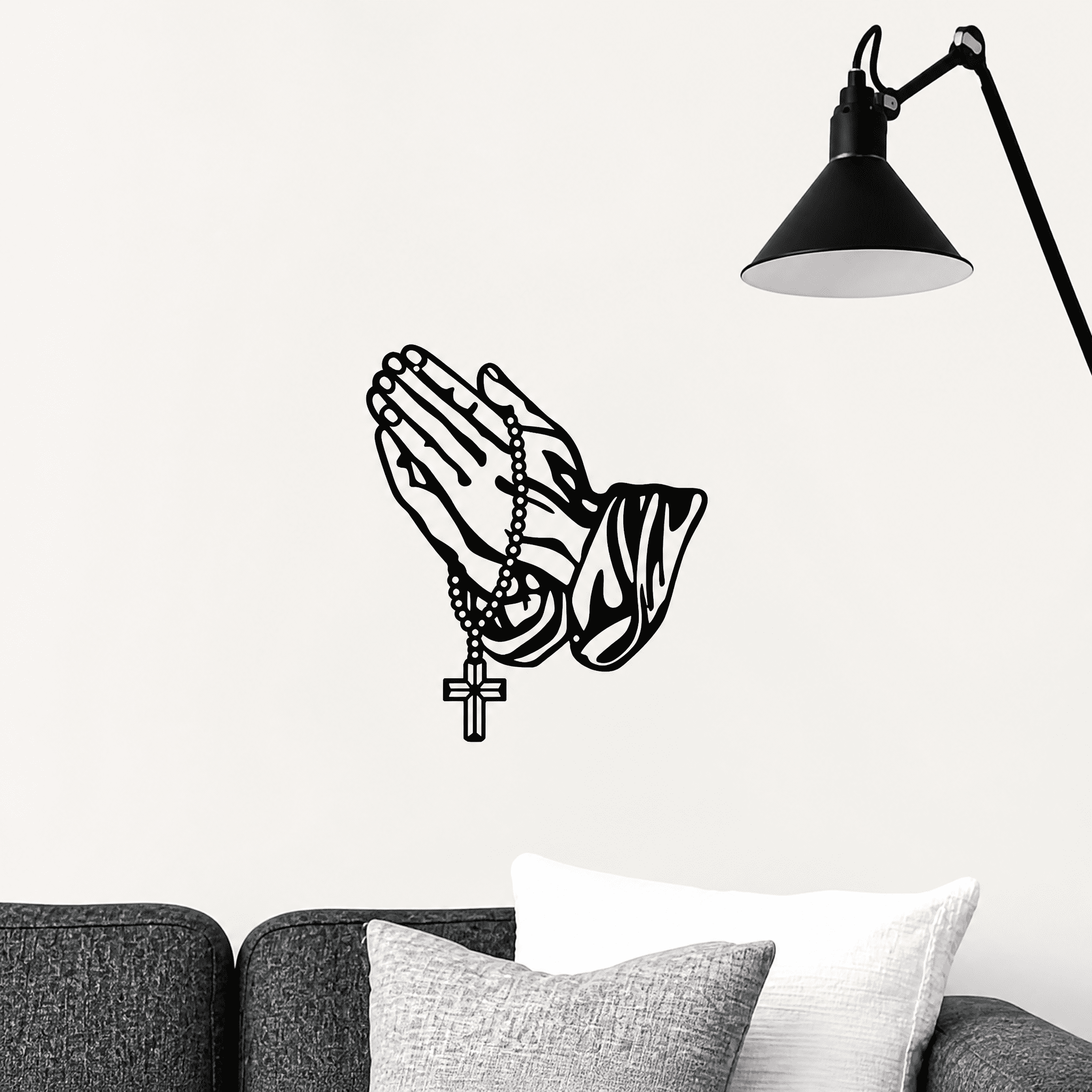 Gothic Black Metal Cross Wall Art, Prayer Faith Decor for Bedroom, Living Room, Office, Bathroom & Kitchen - Halloween Home Decor, Housewarming Gift