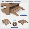 thumbnail image 2 of KINGYES Folding Adirondack Ottoman Set of 2, HDPE Outdoor Foot Rest, Plastic Adirondack Footstool for Adirondack Chairs, Brown, 2 of 8