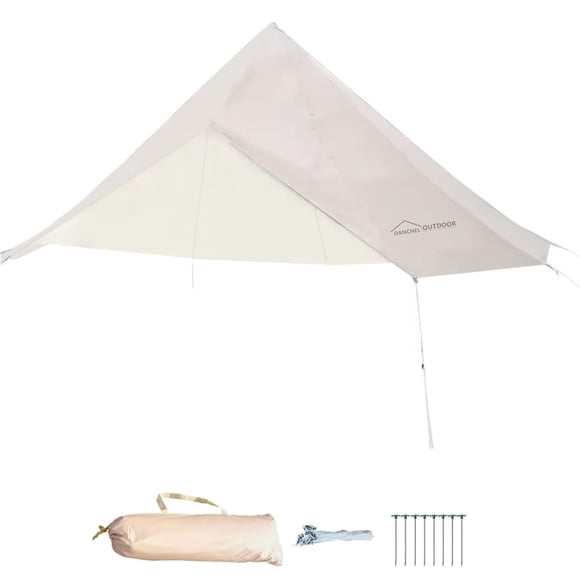 DANCHEL OUTDOOR Lona impermeable para 4 estaciones para tienda de campaña yurta, cubierta protectora portátil para tienda de campaña, toldo protector para B5, tienda de campaña con campana de 16,4 pie