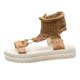 thumbnail image 1 of Bmisegm Ladies Casual Solid Colour Woolen Knitted Big Size Thick Bottom Flat Bottom Slipper Sandals Sandals Women Summer Khaki 8.5, 1 of 8