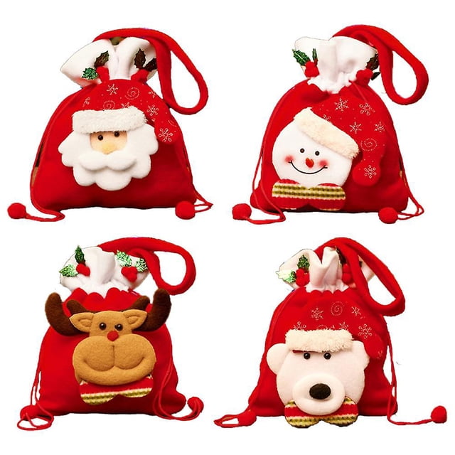 Bolsas navideñas de tela para regalos navideños, bolsas de manzanas para regalos y decoraciones
