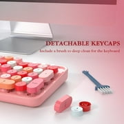 MOFII Wireless Keyboard and Mouse Combo 2.4GHz Retro Full-Size Keyboard with Number Pad and Cute Wireless Mouse for PC Desktop Laptop Mac Windows (Pink)