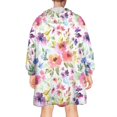 thumbnail image 2 of Wearable Oversized Blanket,Pioneer Flower Floral Print Pattern Wearable Blanket Hoodie for Adults,Cozy Hooded Blankets with Super Pockets,Super Warm Fuzzy Pullover for Women & Men, 2 of 6