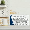 thumbnail image 4 of JennyGems Millsboro Delaware Gifts, Delaware Souvenirs, Compass Coordinates Sign, Shelf and Wall Art, Made in USA, 4 of 8