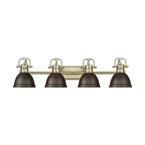 Yep by Golden Lighting Duncan 4-light Vanity in Aged Brass and Rubbed Bronze shade