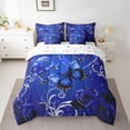 thumbnail image 2 of Homewish Boys Girls Blue Butterflies 7 Pieces Bedding Comforter Set,Floral Rose Full Bedding Set Lightweight,Exotic Style Fitted Sheet Flat Sheet,Super Cozy Room Decor,Reversible, 2 of 8