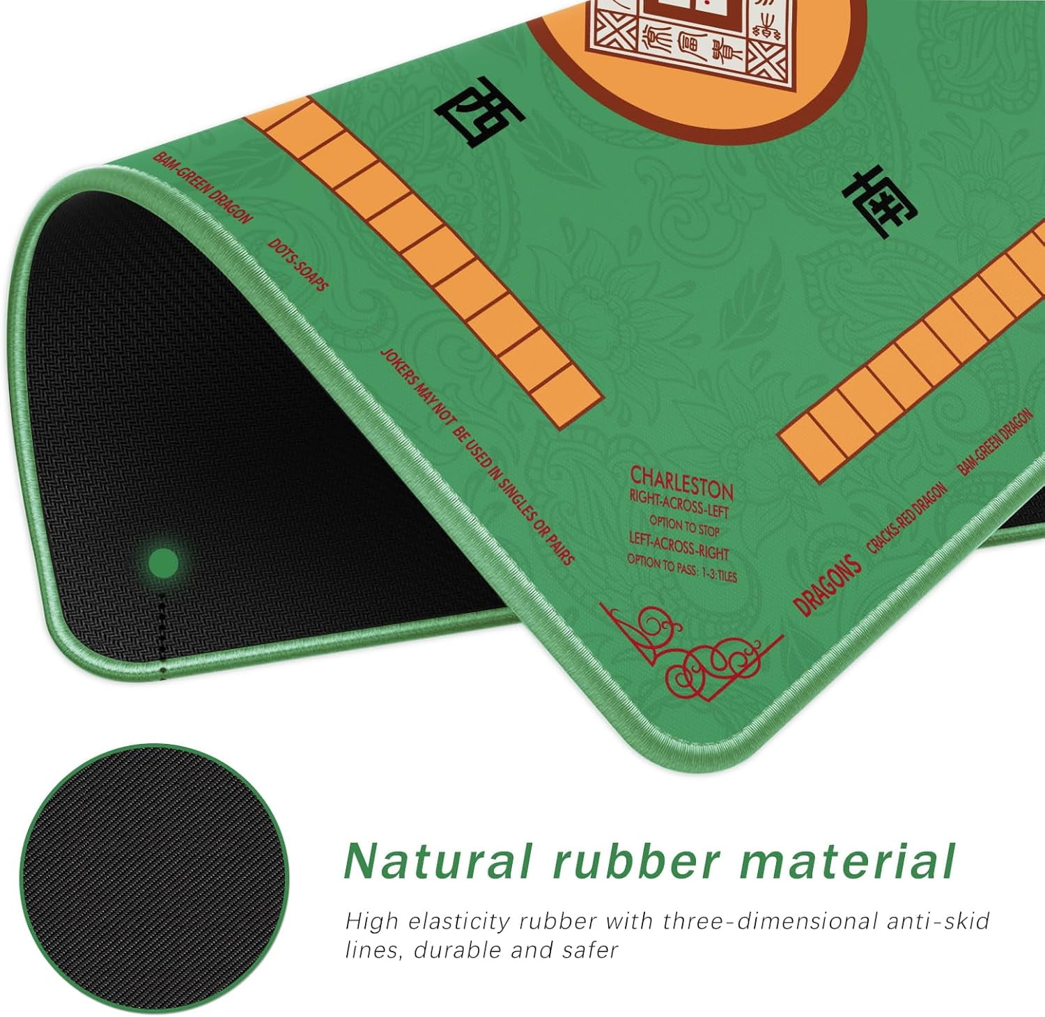 Mahjong Mat, Noise Reduction Non-Slip Mahjong Mat for Table, 31.5x31.5 Inch Mahjong Table Mat for Poker, Board Table Mat, Dominoes, Tile,Card Games (Green)