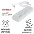 thumbnail image 3 of Multicontacto 8 Entradas c/Supresor de Picos y 2 USB Iusa 620020, 3 of 5