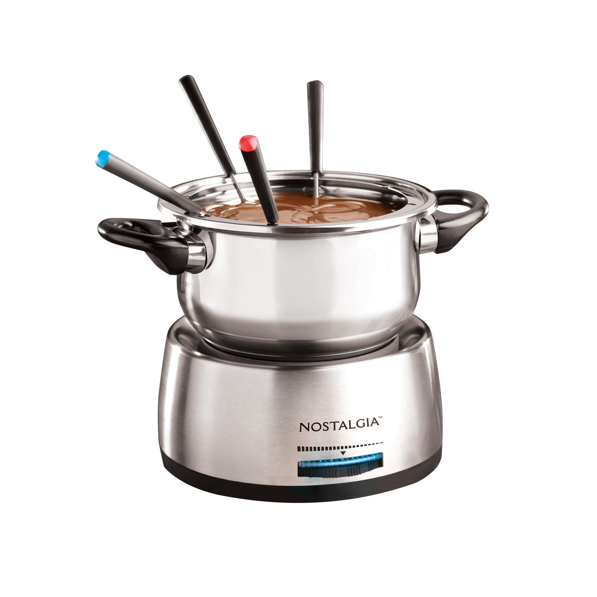 Nostalgia Stainless Steel Fondue Set, 6-Cup Electric Fondue Pot with Temperature Control