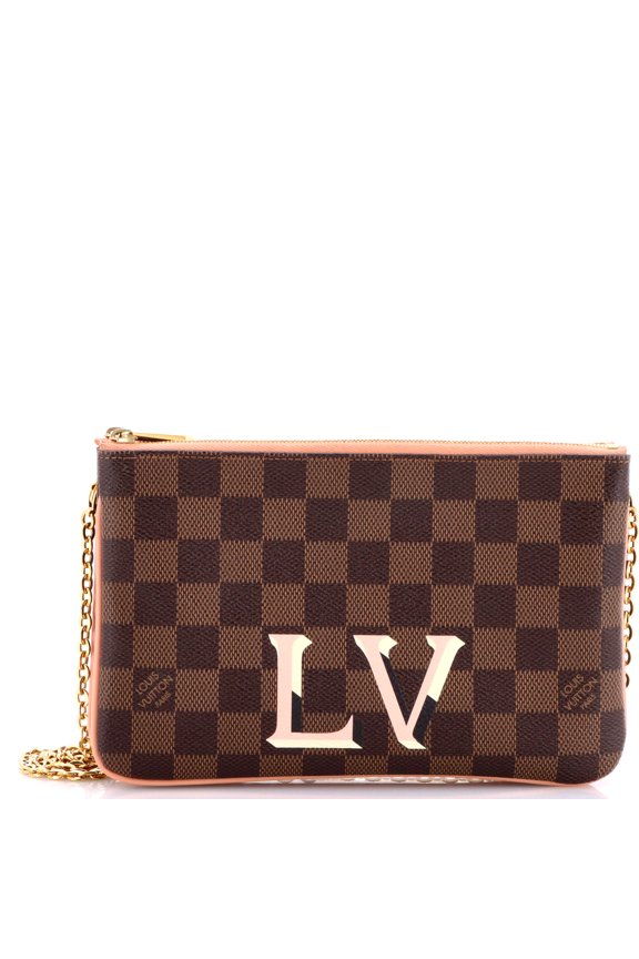 Pre-Owned Double Zip Pochette Damier By Rebag