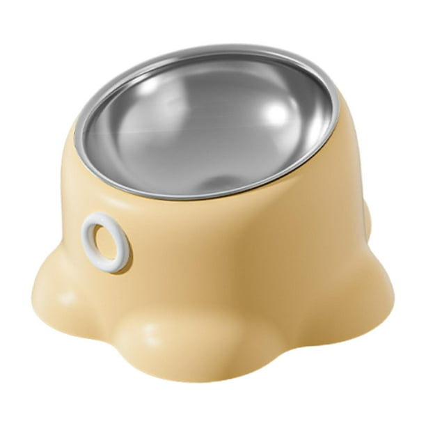 Comedero inclinado para gatos, plato para balcones, accesorios de interior, antideslizante, para exteriores Amarillo