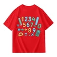 thumbnail image 2 of Girls' Tops Number Print Short Sleeve Graphic Tee Casual Summer Top Girls Clothes Red 5-6 Years, 2 of 4