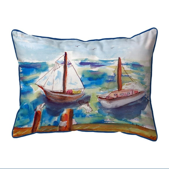 Betsy Drake Interiors Two Sailboats Large Indoor/Outdoor Pillow 16x20
