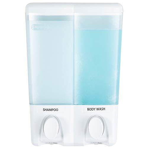 Bar Soap Holder Dispenser Wall Mount 2 Chamber Shampoo Shower Dispenser White 