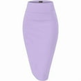 thumbnail image 3 of QATAINLAV Women's Stretchy Bodycon Pencil Midi Skirt Solid Color Slits Business Skirts Casual Pull on Office Midi Skirt, Purple, M, Spring Savings, 3 of 5