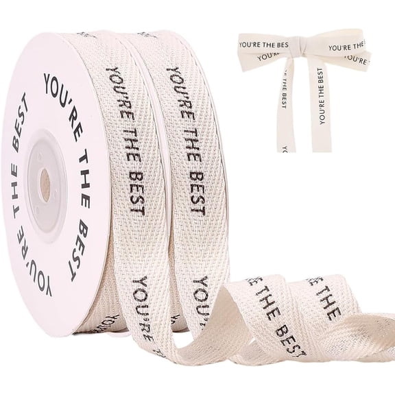 10 Yards 5/8 Inch Polyester Grosgrain Ribbon Floral White You're The Best Ribbon Word Printed Ribbons Gift Wrapping Trim Garment Accessories