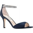 thumbnail image 2 of NINA Womens Navy Cushioned Ankle Strap Embellished Volanda Almond Toe Stiletto Zip-Up Dress Sandals 9 M, 2 of 6