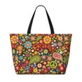 thumbnail image 2 of Daiia Hippie Peace Love Beach Travel Bag - Water-Resistant Beach Bag, Lightweight Tote with 7 Pockets for Women and Men - Gym,Pool,Camping,Reusable Grocery Bag, 2 of 7