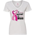 thumbnail image 3 of Inktastic Breast Cancer Awareness I Support My Mom with Pink Ribbon Women's V-Neck T-Shirt, 3 of 5