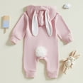 thumbnail image 4 of Coerni New Born Baby Easter Bunny Outfits Jumpsuits Boys Girls Cute Ear Hooded Onesie Zip Up Easter Rabbit Shaped Bodysuit, 4 of 9