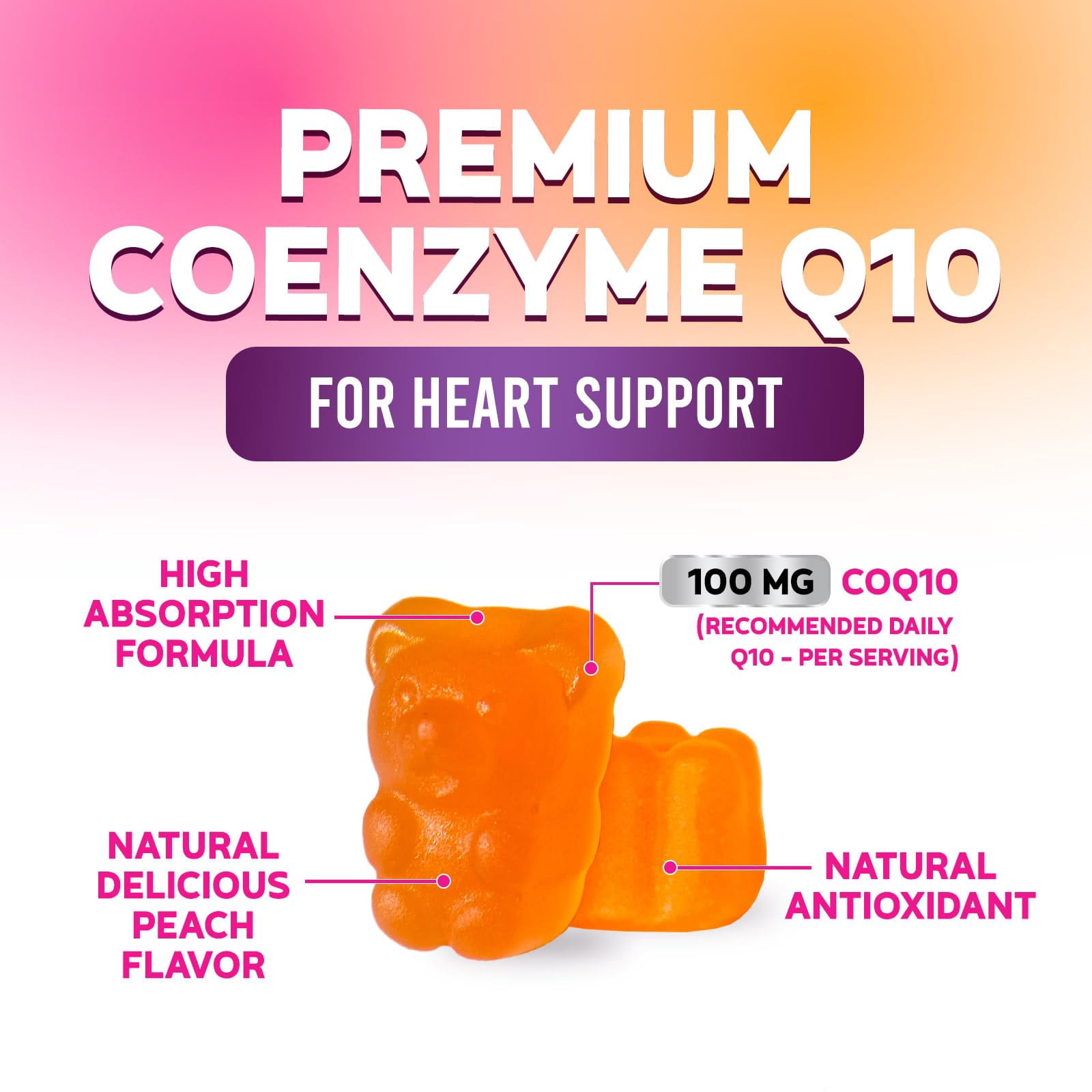 CoQ10 Gummies - Coenzyme Q10 100mg Per Serving - 3X Strength, High Absorption, Antioxidant Supplements for Heart Health Support & Energy Production, Ultra Coq 10 Vitamins Supplement - 120 Gummies