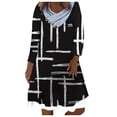 thumbnail image 1 of Robe Écharpe en Solde pour Femmes, Bouton Fausse Robe Deux Pièces Imprimé Fleuri Manches Longues Robe Fête Vacances Robe Décontractée Noire TG, 1 of 5
